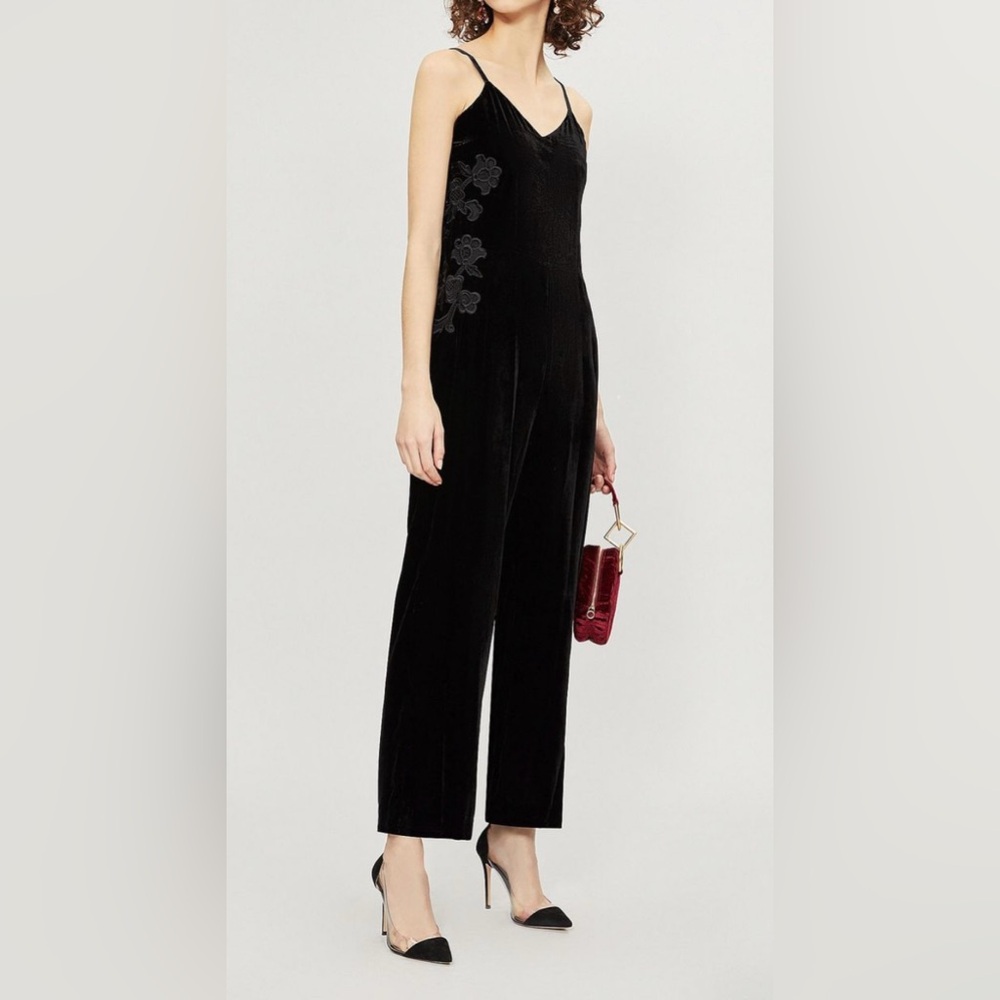 Sandro black velvet jumpsuit